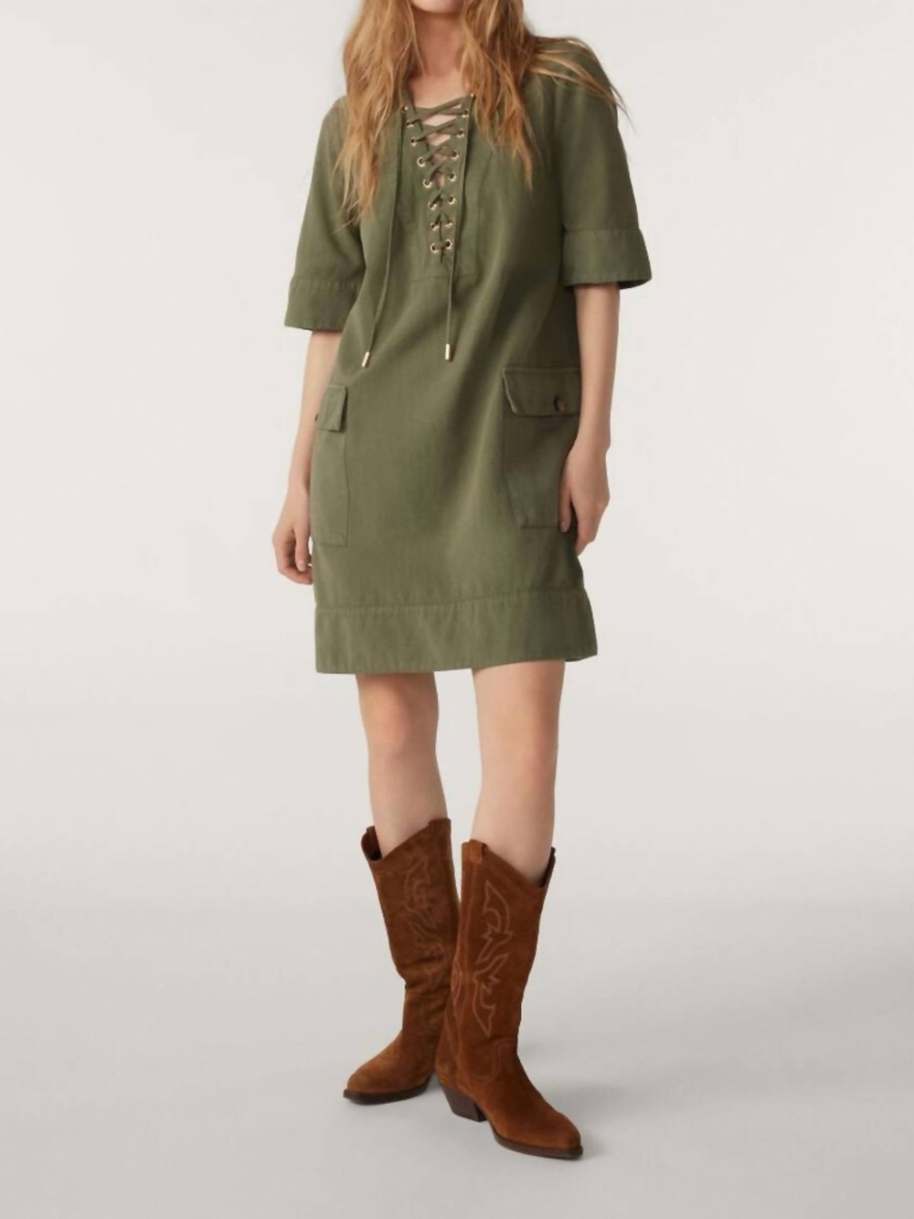 ba&sh Dorise Dress Kaki Green Size Small